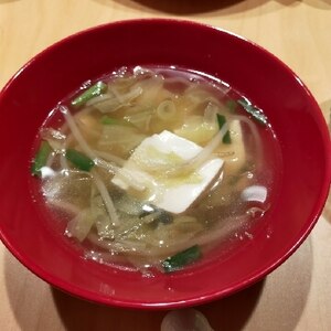 味噌ラーメン？風♪もやしとキャベツのスープ✿